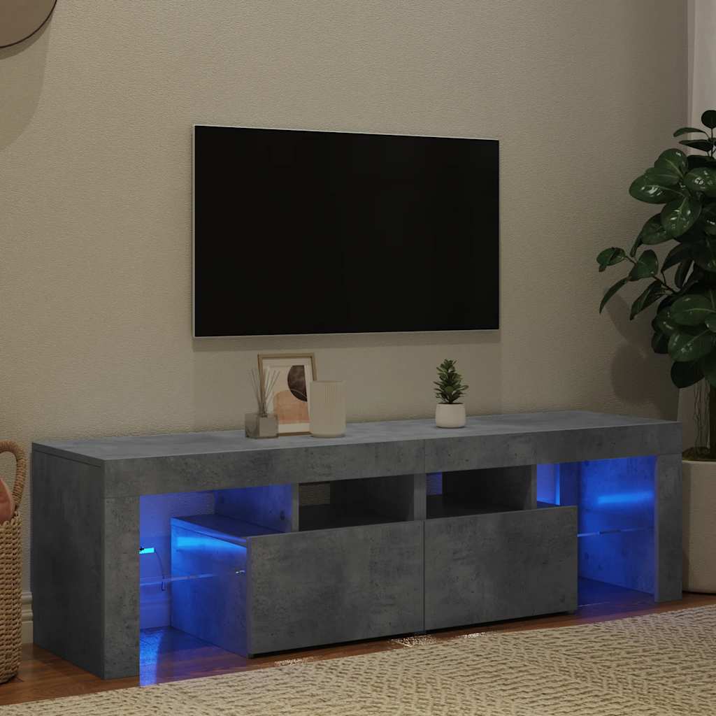 Tv-bänk med LED-belysning betonggrå 140x36,5x40 cm