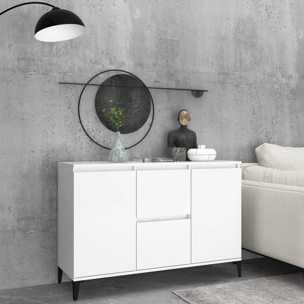Skänk vit 102x35x70 cm konstruerat trä