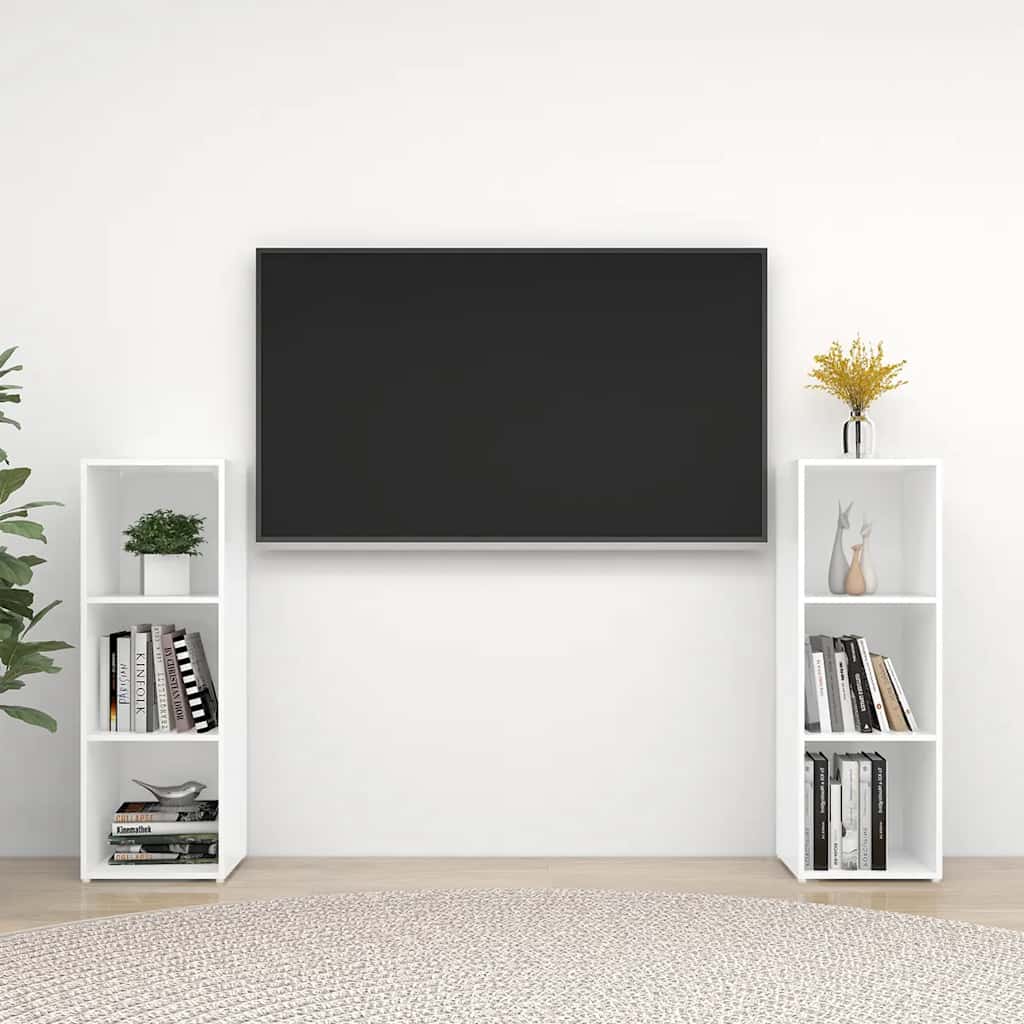 TV-skåp 2 st vit 107x35x37 cm konstruerat trä