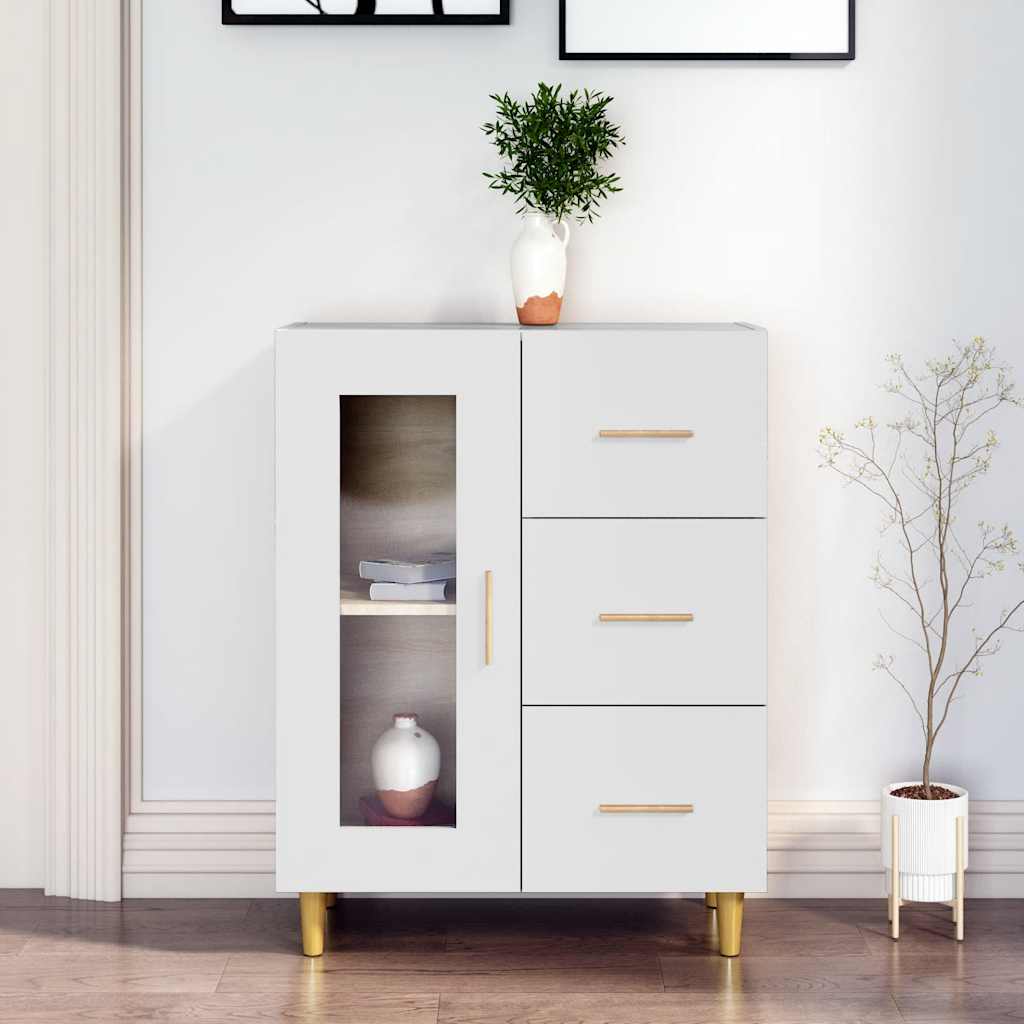 Skåp vit 69,5x34x90 cm konstruerat trä