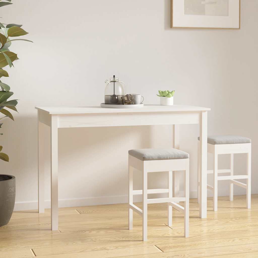 Matbord vit 110x55x75 cm massivt furuträ