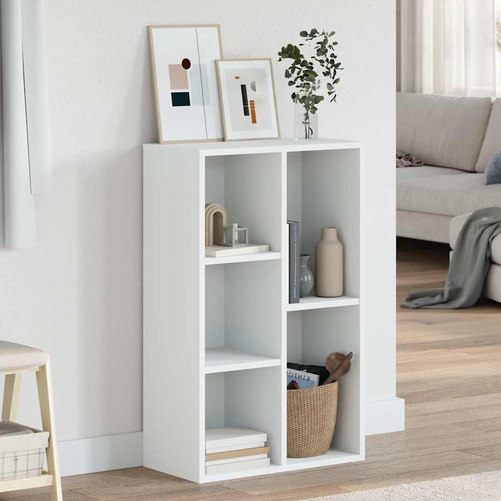 Bokhylla/skänk vit 50x25x80 cm konstruerat trä