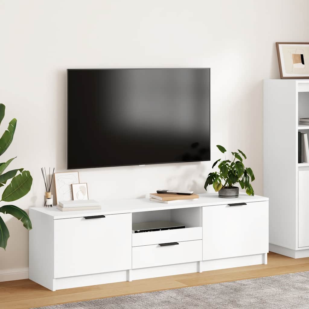 TV-skåp vit 140x35x40 cm konstruerat trä