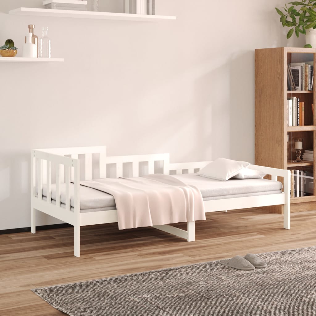Dagbädd utan madrass vit 80x200 cm massiv furu