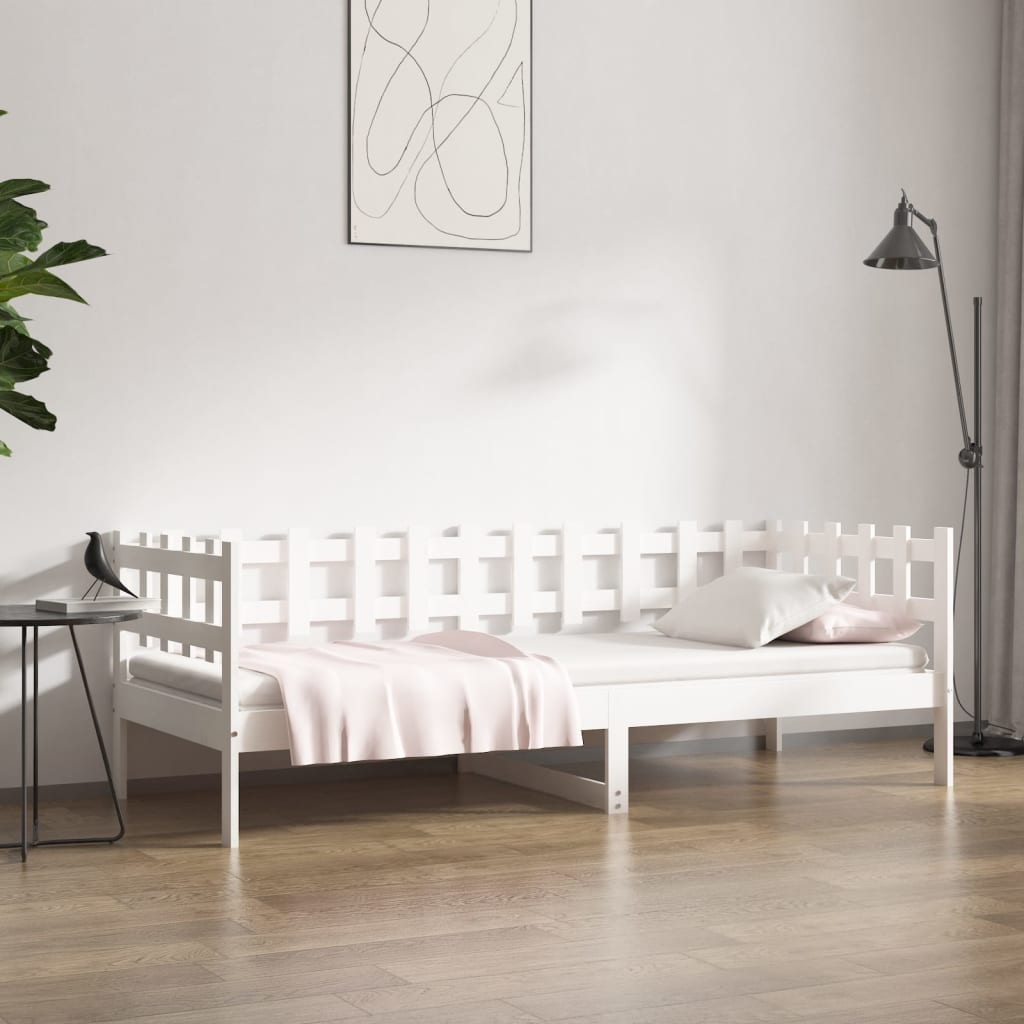 Dagbädd utan madrass vit 80x200 cm massiv furu