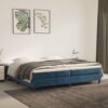 Boxspring-sängram mörkblå 200x200 cm sammet