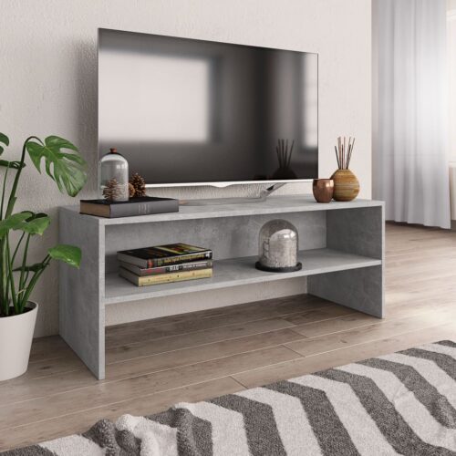 Tv-bänk betonggrå 100x40x40 cm konstruerat trä
