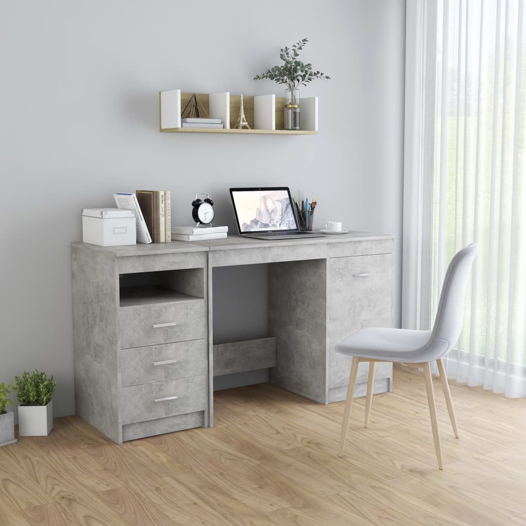 Skrivbord betonggrå 140x50x76 cm konstruerat trä