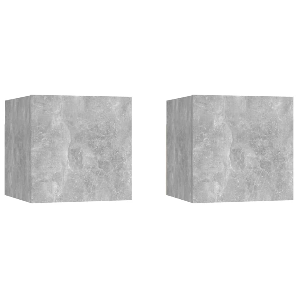 Sängbord 2 st betonggrå 30,5x30x30 cm konstruerat trä
