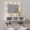 Spegelskåp med LED vit högglans 60x31,5x62 cm