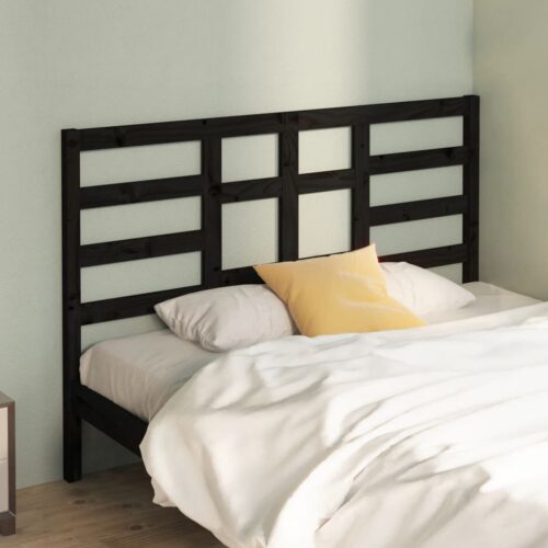 Sänggavel svart 156x4x104 cm massiv furu