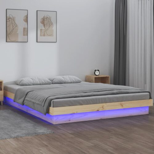 Sängram LED 120x190 cm massivt trä