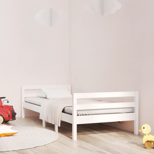 Sängram utan madrass vit 80x200 cm massiv furu