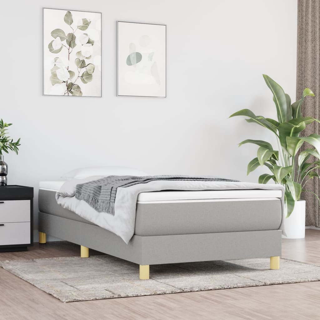 Boxspring-sängram ljusgrå 90x200 cm tyg