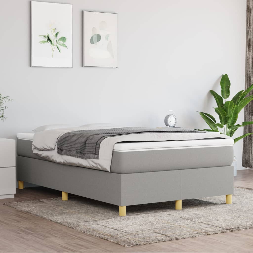 Boxspring-sängram ljusgrå 120x200 cm tyg