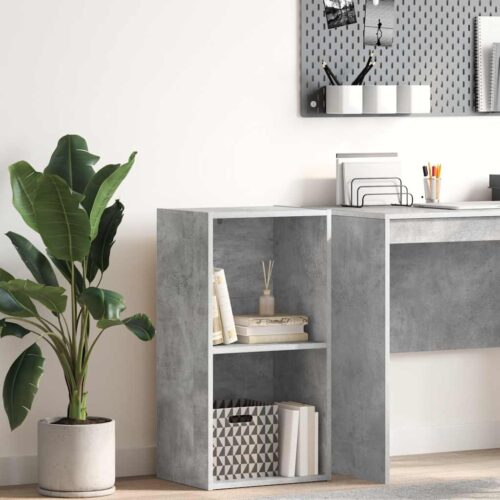 Bokhylla 2 hyllor betonggrå 40x30x76,5 cm konstruerat trä