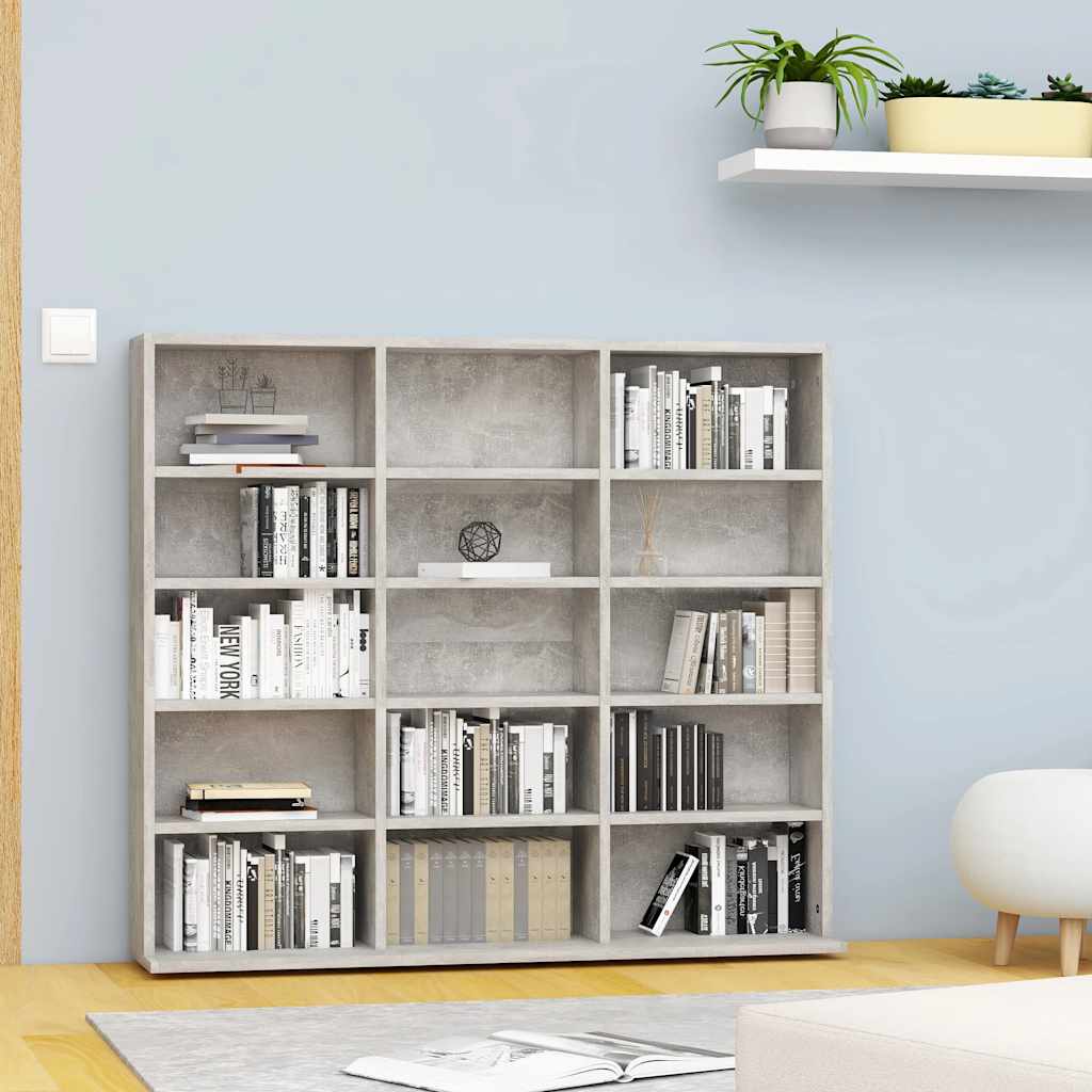 CD-hylla grå 100x23x89,5 cm konstruerat trä