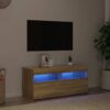 TV-bänk med LED-belysning sonoma-ek 90x35x40 cm