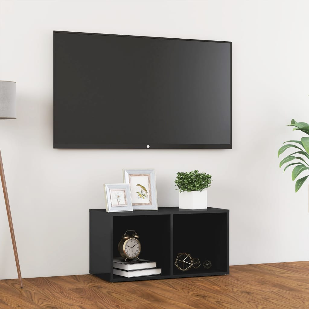 TV-bänk grå högglans 72x35x36,5 cm konstruerat trä