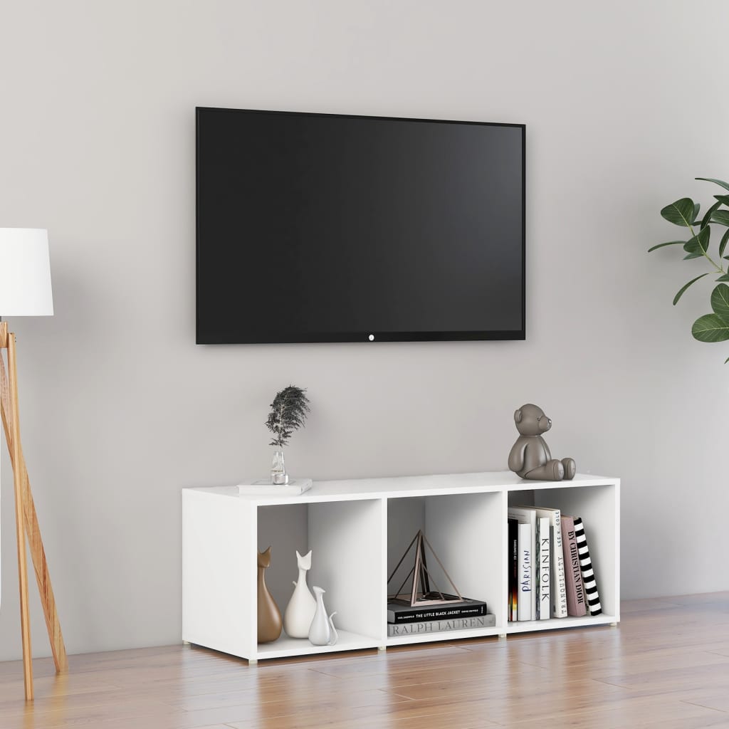 TV-bänk vit 107x35x37 cm konstruerat trä