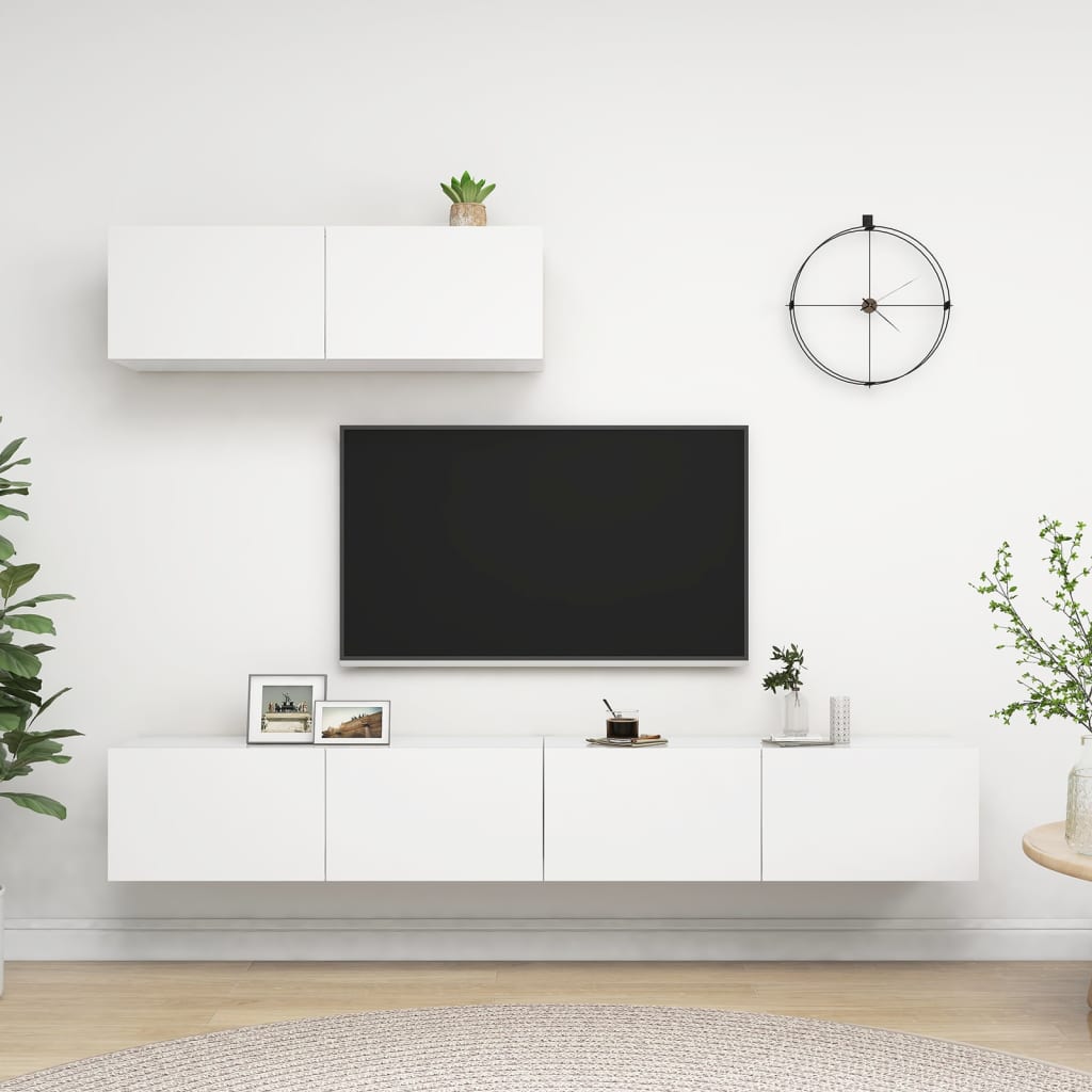 TV-skåp 3 delar vit konstruerat trä