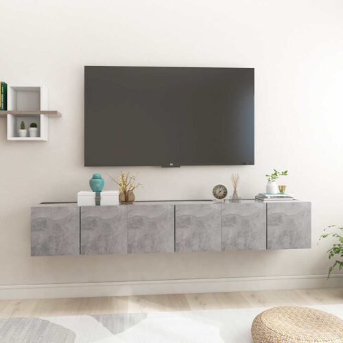 Hängande TV-skåp 3 st betonggrå 60x30x30 cm