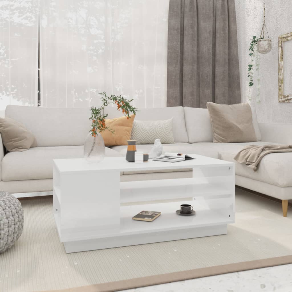 Soffbord vit 102x55x43 cm konstruerat trä