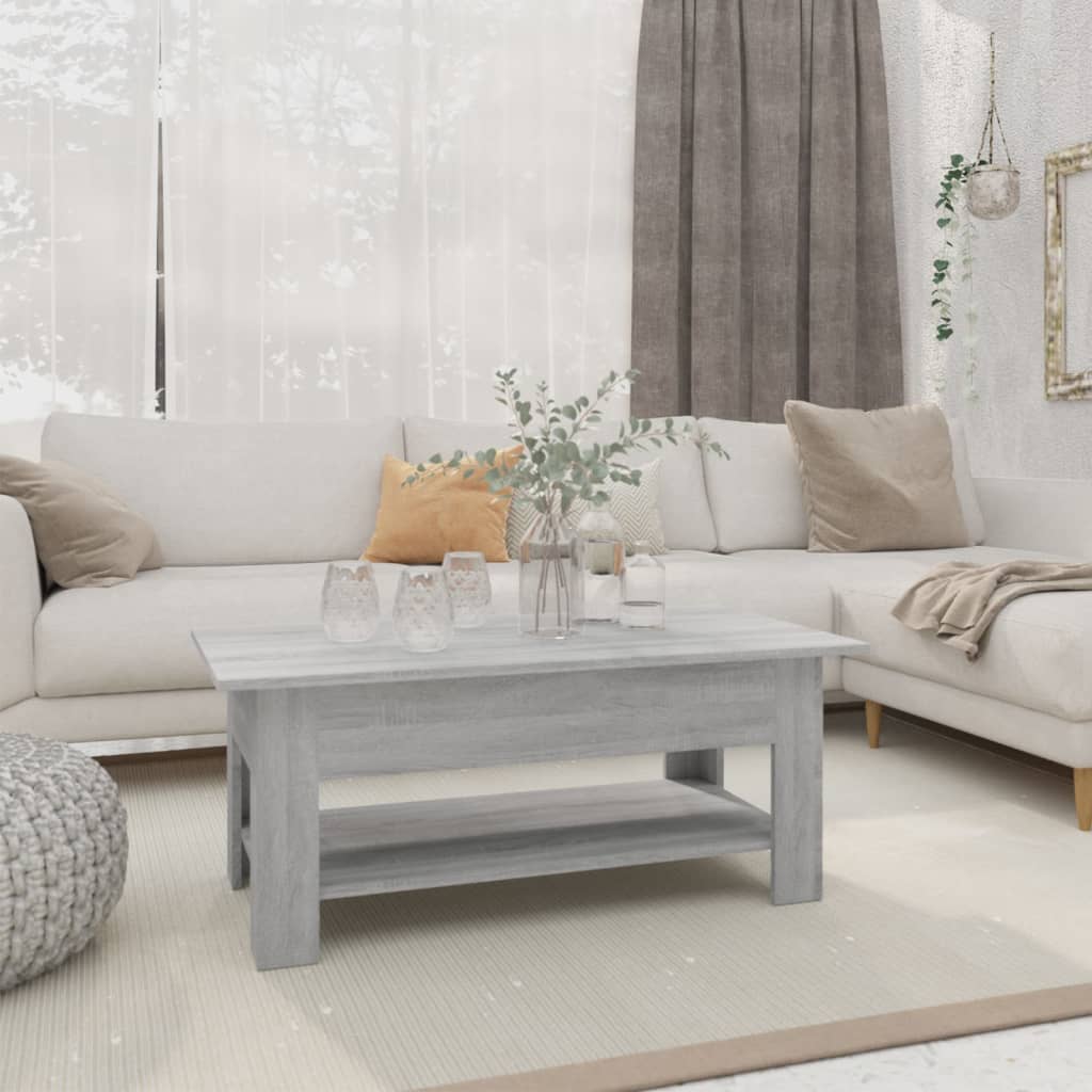 Soffbord grå sonoma-ek 102x55x42 cm konstruerat trä