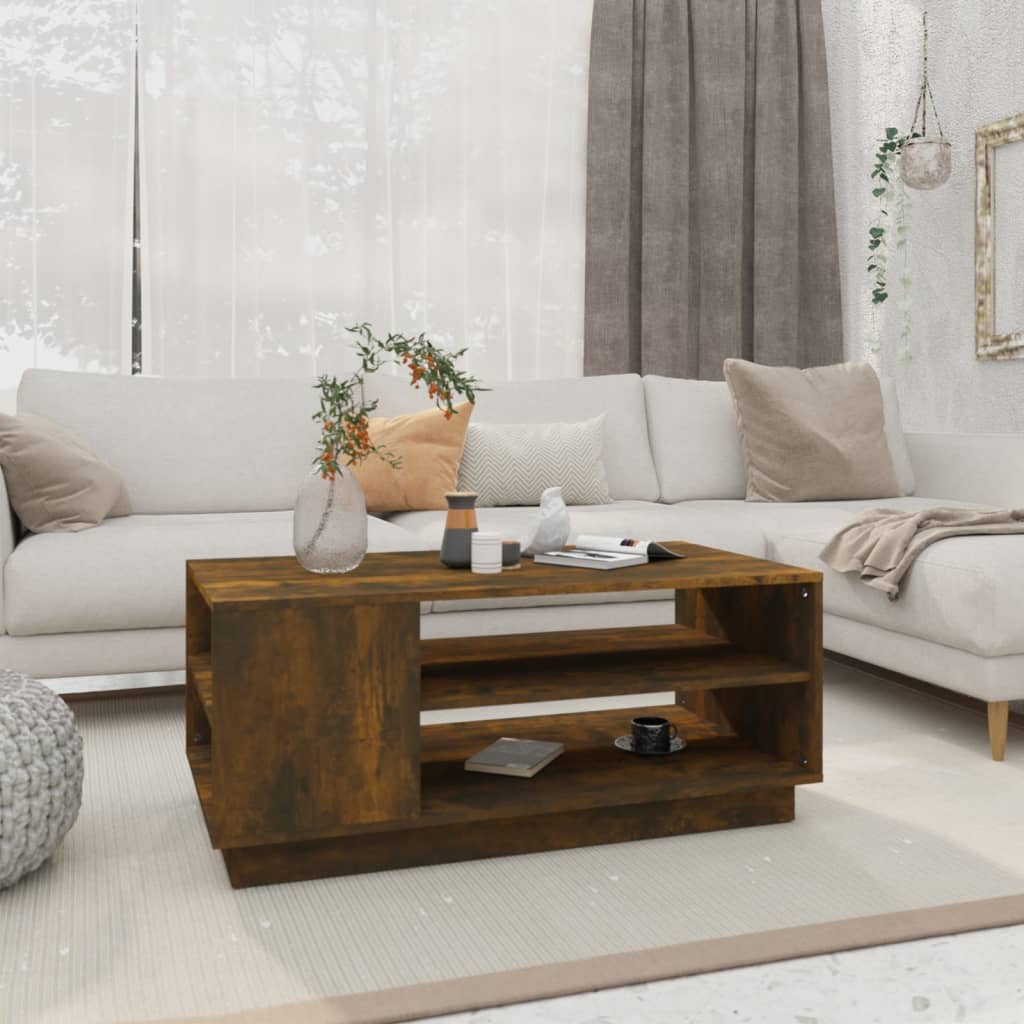 Soffbord rökfärgad ek 102x55x43 cm konstruerat trä