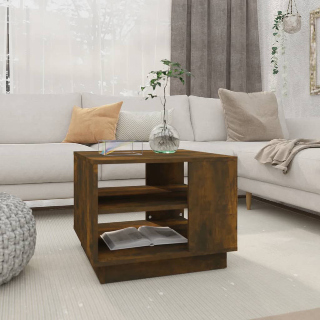 Soffbord rökfärgad ek 55x55x43 cm konstruerat trä