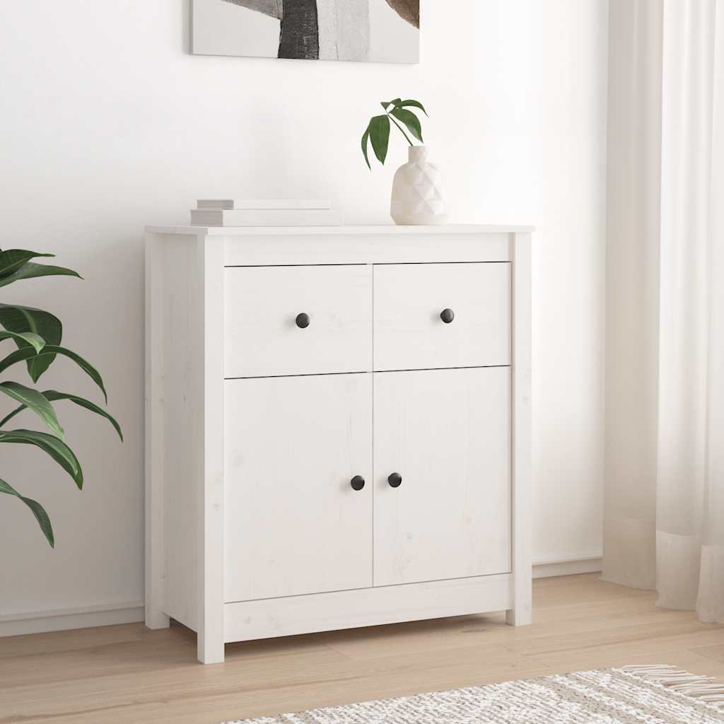 Skänk vit 70x35x80 cm massiv furu