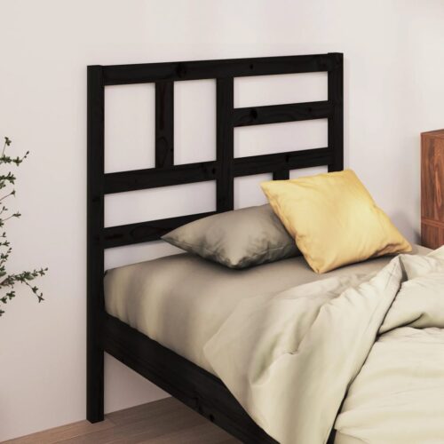 Sänggavel svart 81x4x104 cm massiv furu