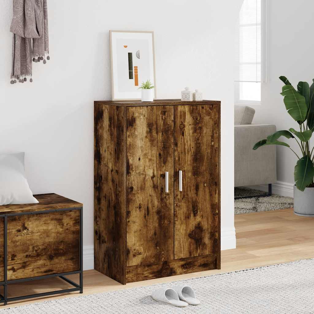Skoställ rökfärgad ek 60x35x92 cm konstruerat trä