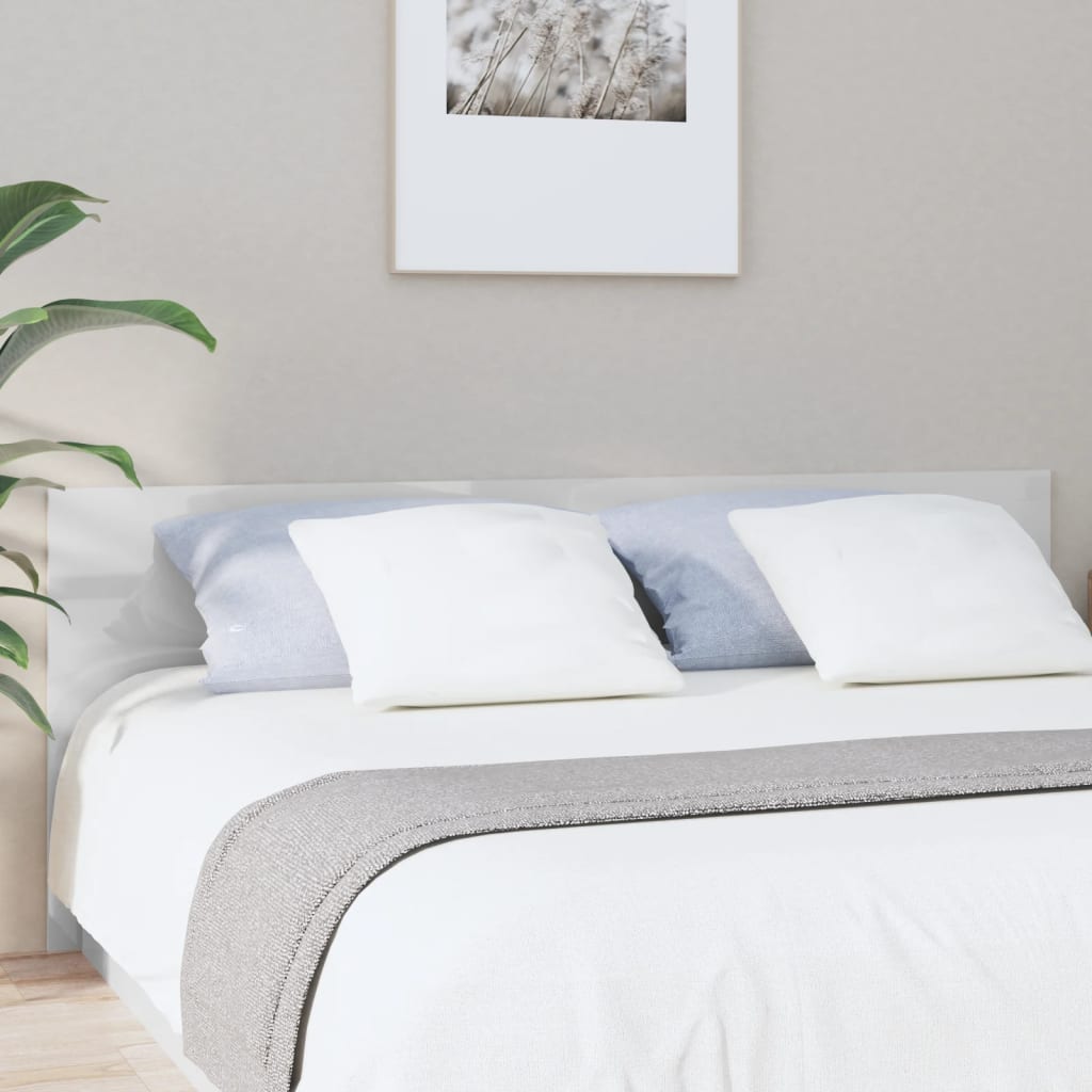 Sänggavel vit högglans 200x1,5x80 cm konstruerat trä