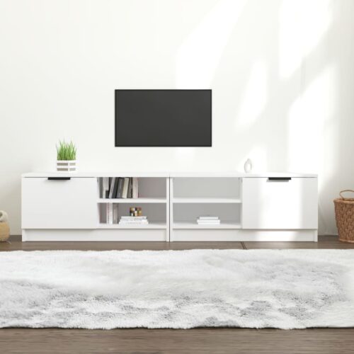 Tv-bänk 2 st vit 80x35x36,5 cm konstruerat trä