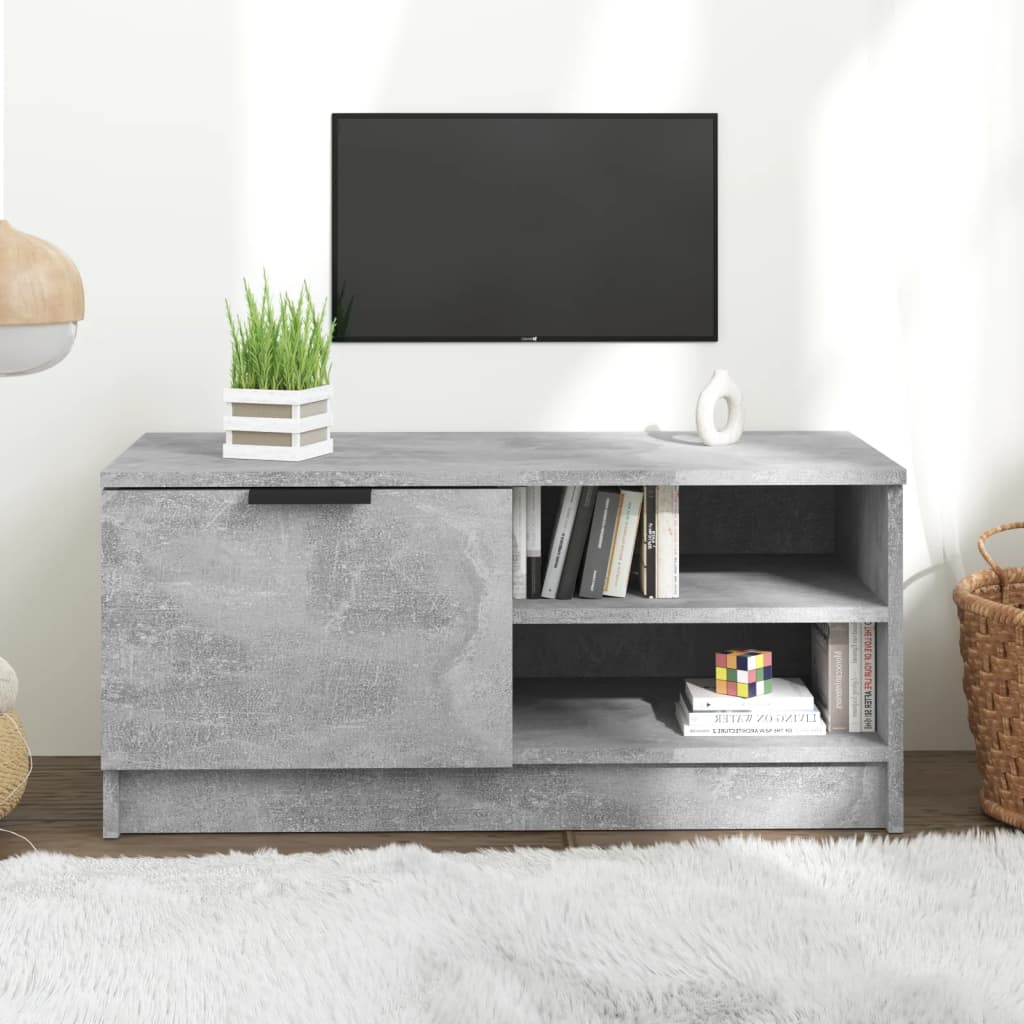 Tv-bänk betonggrå 80x35x36,5 cm konstruerat trä