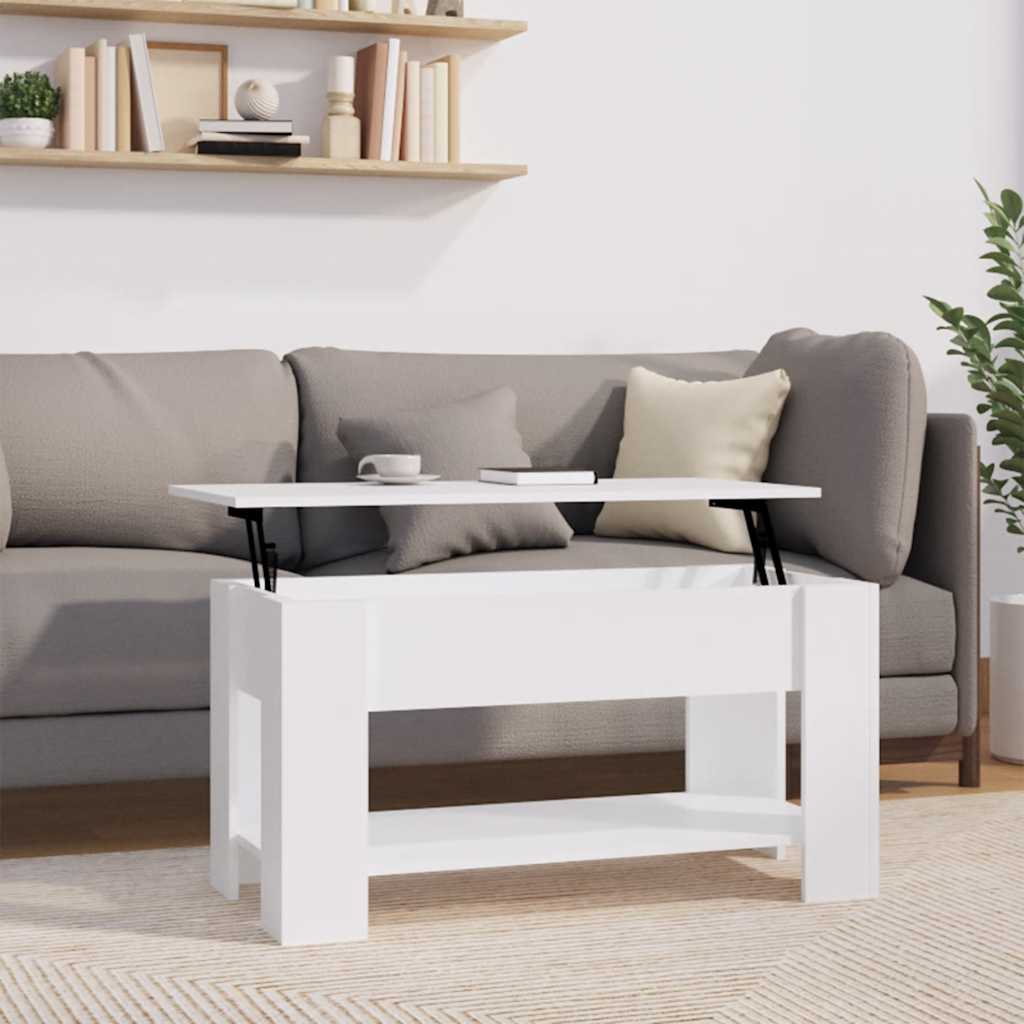 Soffbord vit 101x49x52 cm konstruerat trä