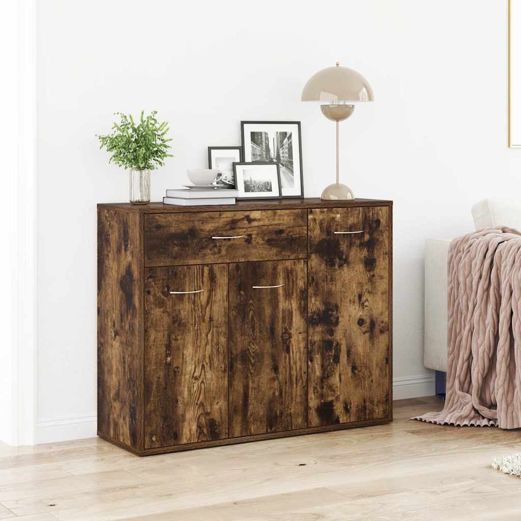 Skänk rökfärgad ek 88x30x70 cm konstruerat trä
