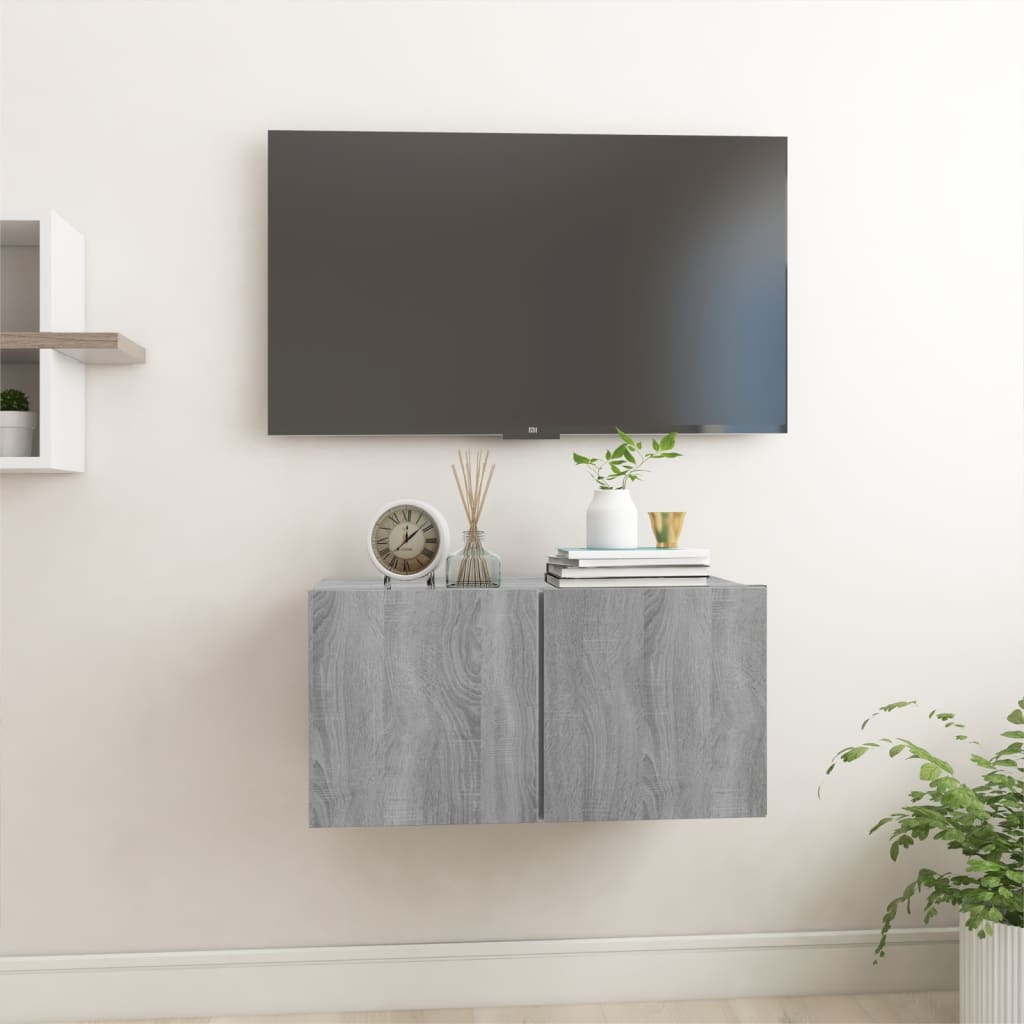 Hängande tv-skåp grå sonoma 60x30x30 cm konstruerat trä