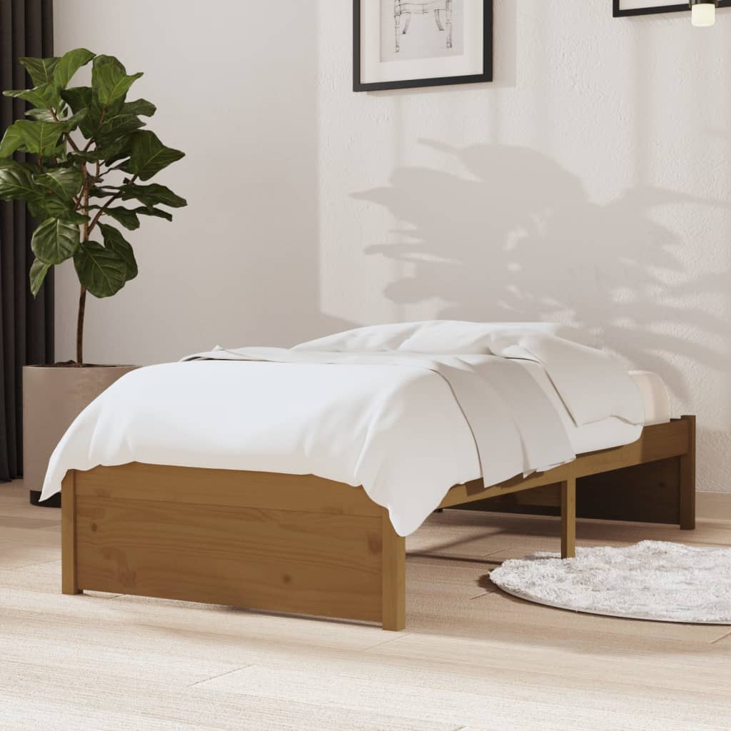Sängram honungsbrun massiv furu 75x190 cm