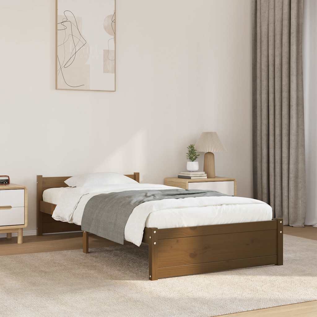 Sängram honungsbrun massiv furu 75x190 cm