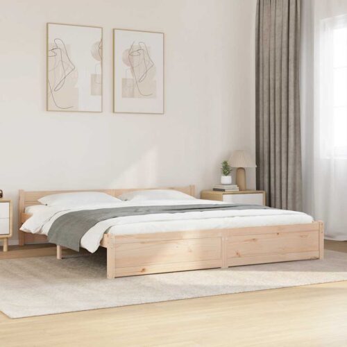 Sängram utan madrass massivt trä 200x200cm