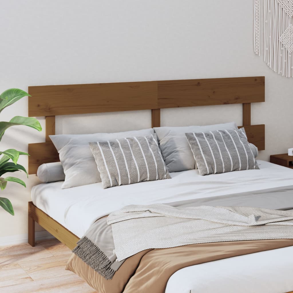 Sänggavel honungsbrun 204x3x81 cm massiv furu
