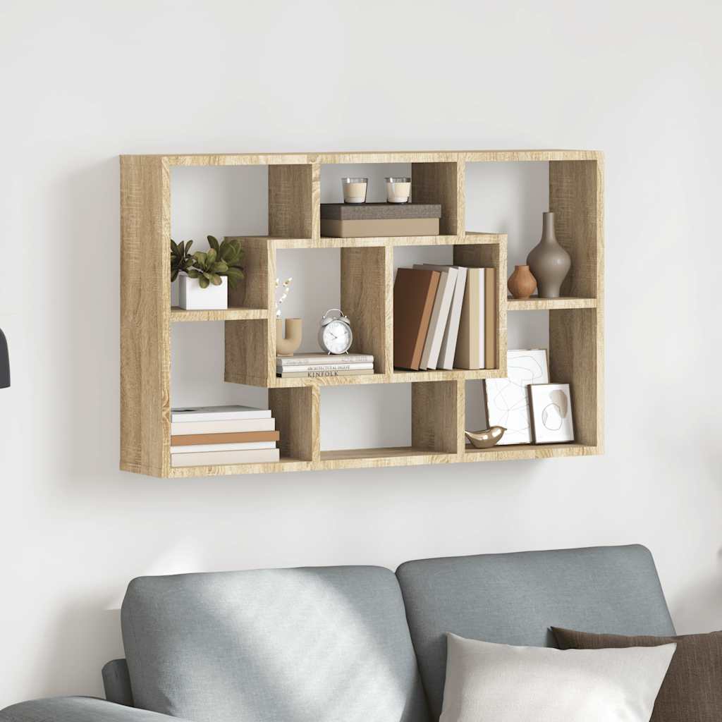Vägghylla sonoma-ek 85x16x52,5 cm konstruerat trä