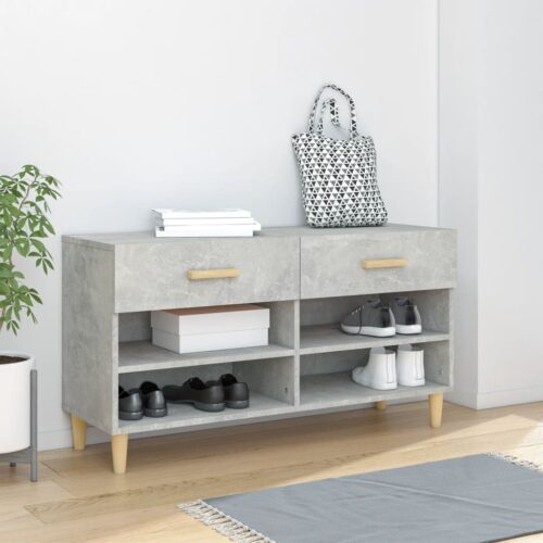 Skoskåp betonggrå 102x35x55 cm konstruerat trä