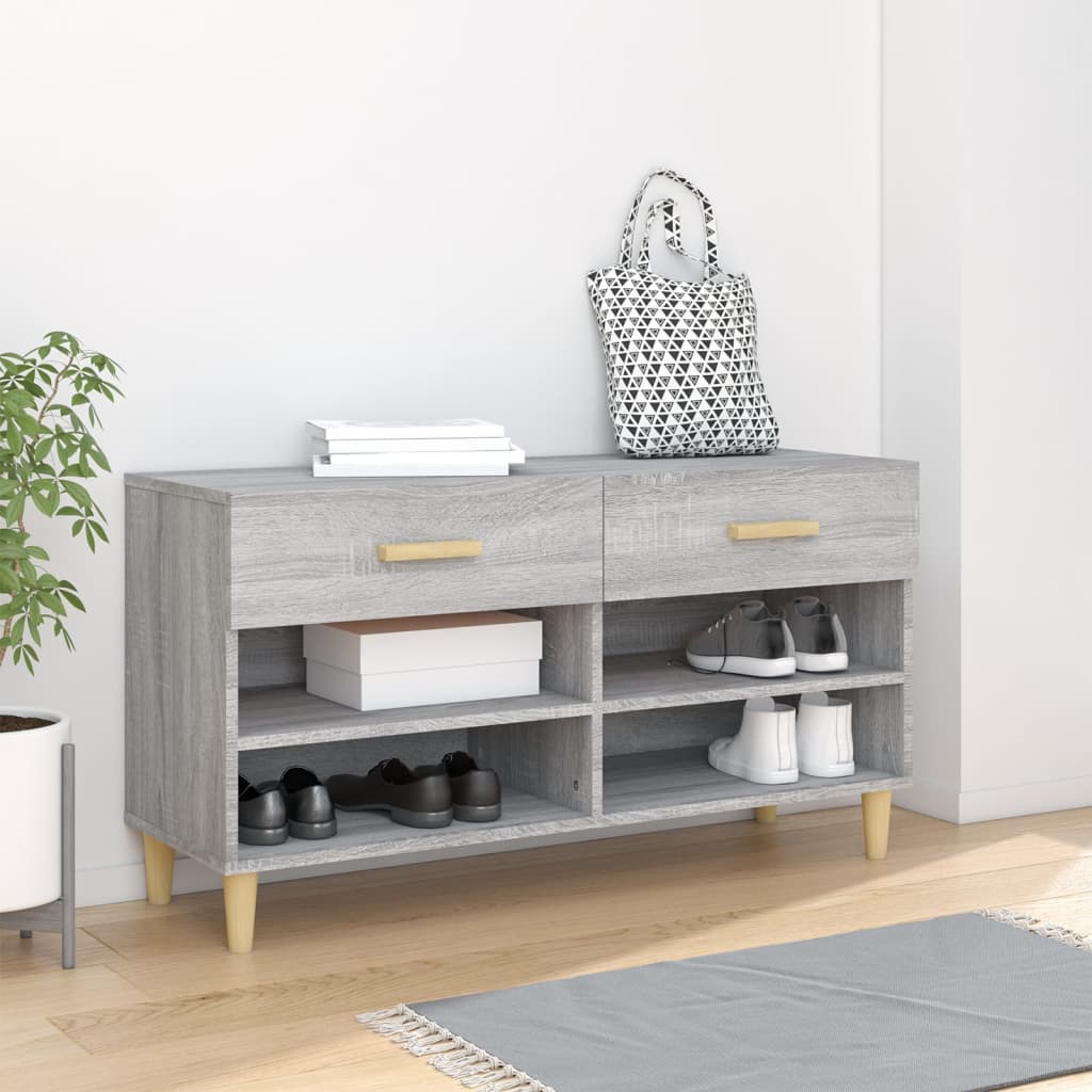 Skoställ grå sonoma 102x35x55 cm konstruerat trä
