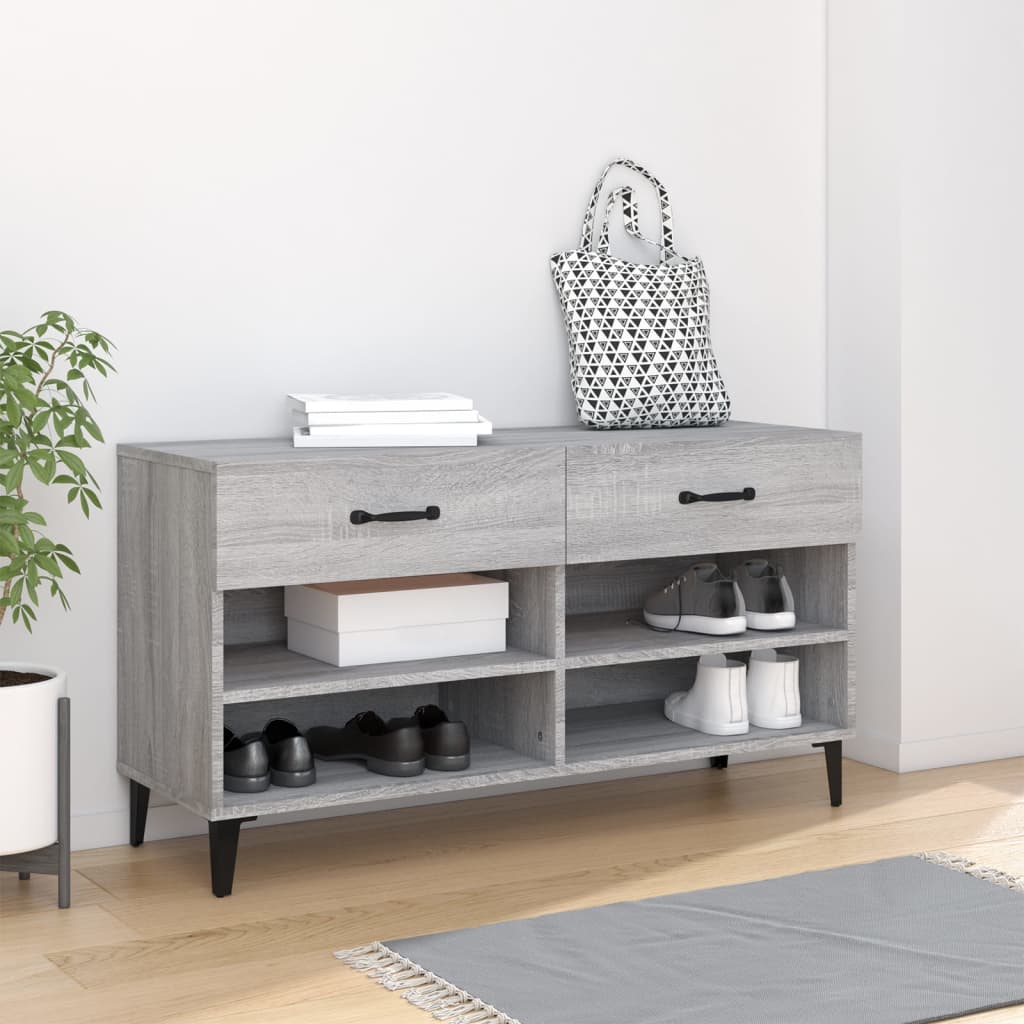Skoställ grå sonoma 102x35x55 cm konstruerat trä