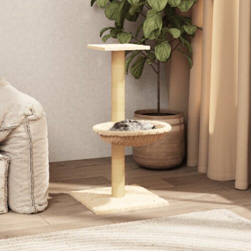 Klösträd med klöspelare sisal gräddvit 74 cm
