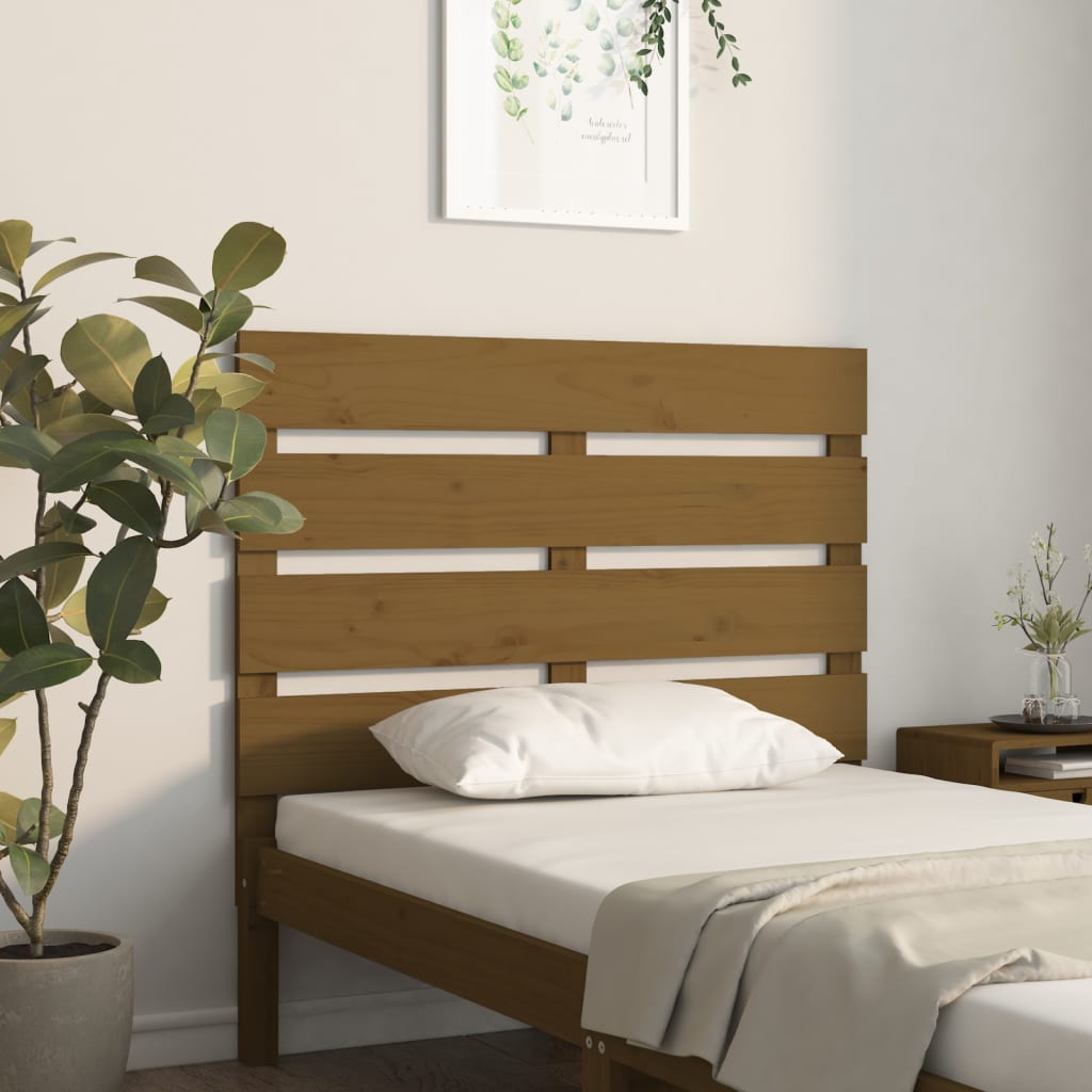 Sänggavel honungsbrun 100x3x80 cm massiv furu