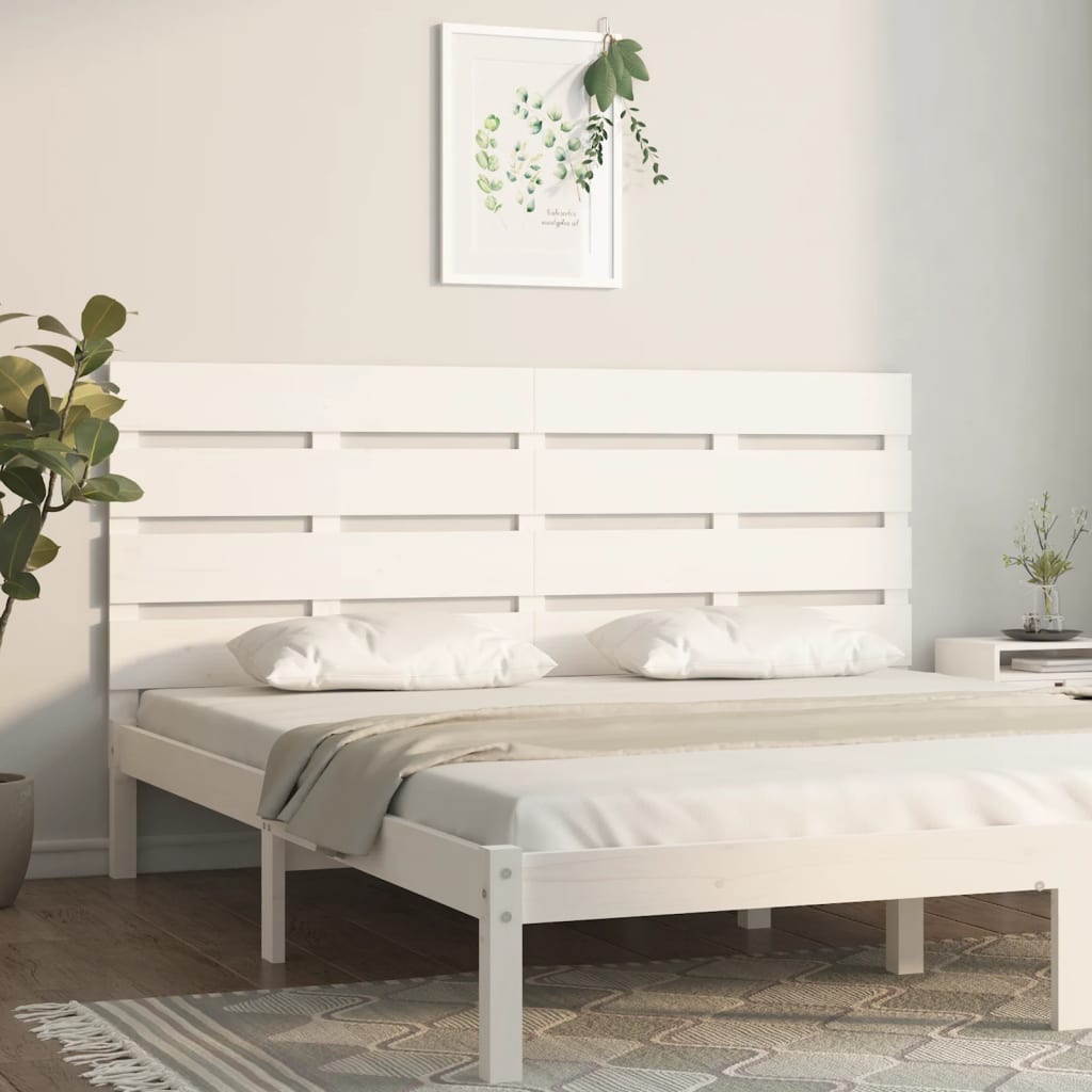Sänggavel vit 120x3x80 cm massiv furu